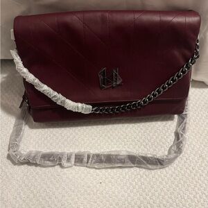 Karl Lagerfeld Deep Burgundy Shoulder Bag with Chain